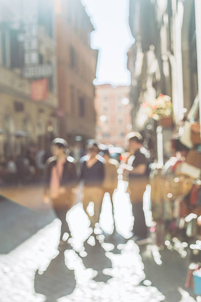 istock Blurred crowd of walking people in Rome, Italy 494669346