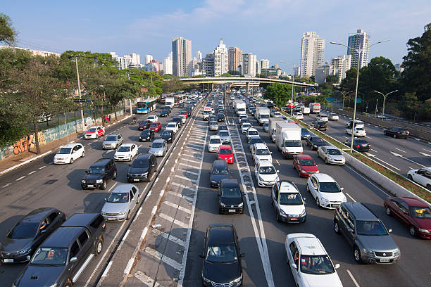 Sao Paulo afternoon rush hour commute stock photo