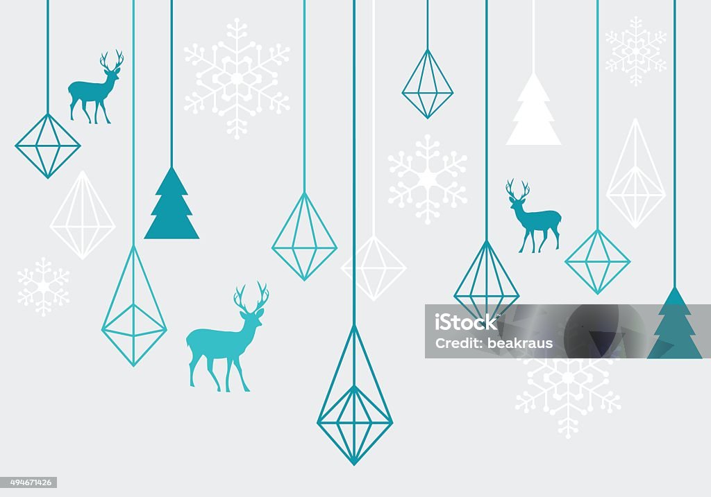 Geometric Christmas ornaments, vector Abstract geometric Christmas ornaments with reindeer, vector design elements Christmas stock vector