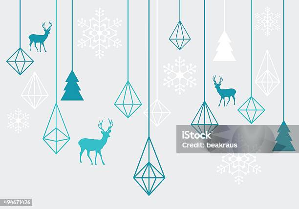 Geometric Christmas Ornaments Vector Stock Illustration - Download Image Now - Christmas, Modern, Geometric Shape