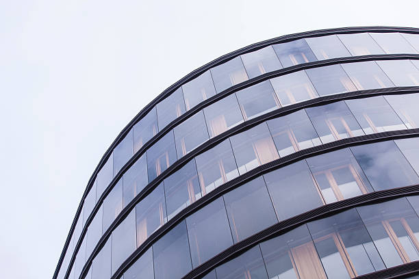 istock Abstract facade lines and glass reflection on modern building, 494672058