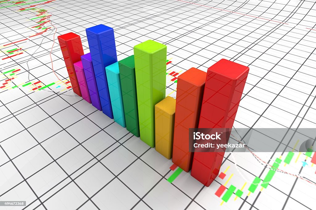 Large Block Chart Colorful 3d Block Chart Graph High Resolution Render With Candl Stock ...