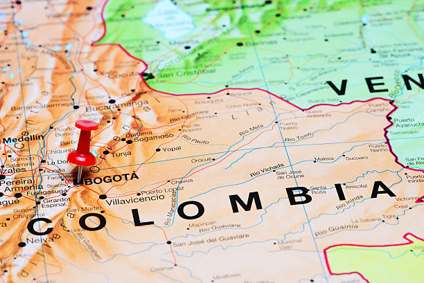 istock Bogota pinned on a map of America 494672416