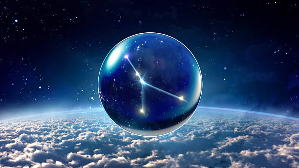 star 4 Cancer Horoscopes Zodiac Signs space starry night star crystal ball of Horoscopes and Zodiac Signs cosmos of the stars of the constellation capricorn and gems stock pictures, royalty-free photos & images