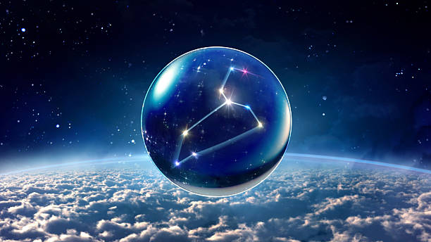 star 5 Leo Horoscopes Zodiac Signs space starry night star crystal ball of Horoscopes and Zodiac Signs cosmos of the stars of the constellation capricorn and gems stock pictures, royalty-free photos & images