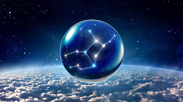 star 6 Virgo Horoscopes Zodiac Signs space starry night star crystal ball of Horoscopes and Zodiac Signs cosmos of the stars of the constellation capricorn and gems stock pictures, royalty-free photos & images