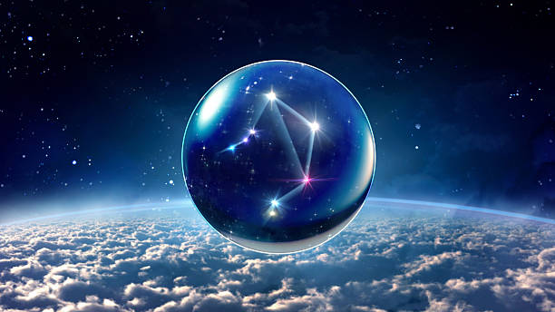 star 7 Libra Horoscopes Zodiac Signs space starry night star crystal ball of Horoscopes and Zodiac Signs cosmos of the stars of the constellation capricorn and gems stock pictures, royalty-free photos & images