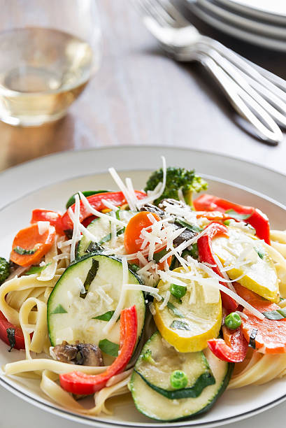 istock Pasta Primavera with fresh garden vegetables 494673025