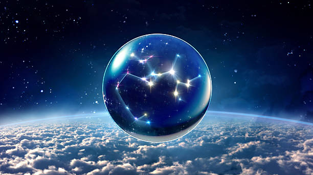 star 9 Sagittarius Horoscopes Zodiac Signs space starry night star crystal ball of Horoscopes and Zodiac Signs cosmos of the stars of the constellation capricorn and gems stock pictures, royalty-free photos & images