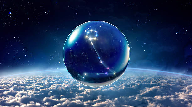 star 12 Pisces Horoscopes Zodiac Signs space starry night star crystal ball of Horoscopes and Zodiac Signs cosmos of the stars of the constellation capricorn and gems stock pictures, royalty-free photos & images