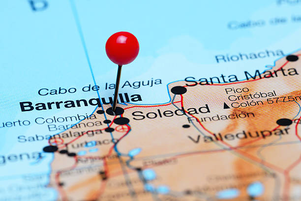 Barranquilla pinned on a map of America