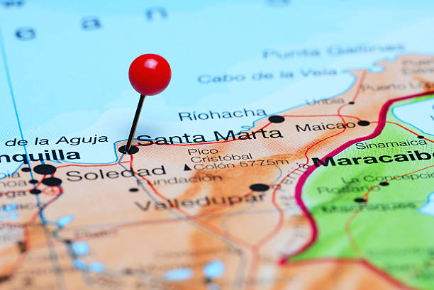 istock Santa Marta pinned on a map of America 494673318