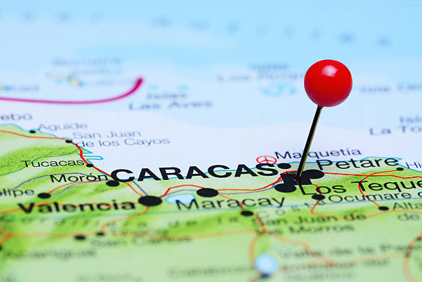 istock Caracas pinned on a map of America 494673414