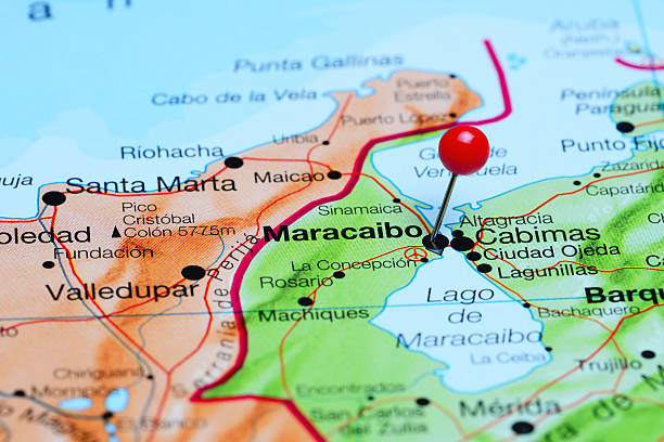 Maracaibo pinned on a map of America