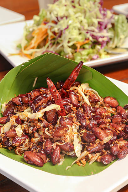 istock Thai vegetarian food fried red beans with garlic. 494673860