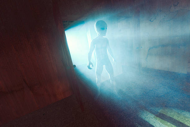 istock Scary alien in dirty, messy motel room 494675555