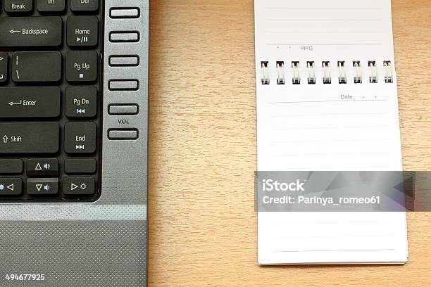 Notebook Pc With Note Stock Photo - Download Image Now - Above, Business, Communication