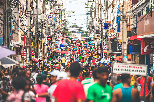 istock Crowded Brazilian town streets. 494678647
