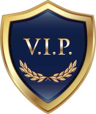 VIP gold and blue shield.