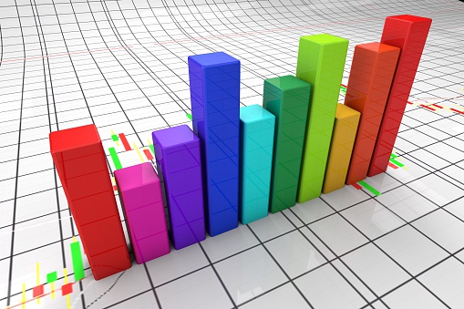 Large Block Chart Colorful 3d Block Chart Graph High Resolution Render With Candl Stock ...