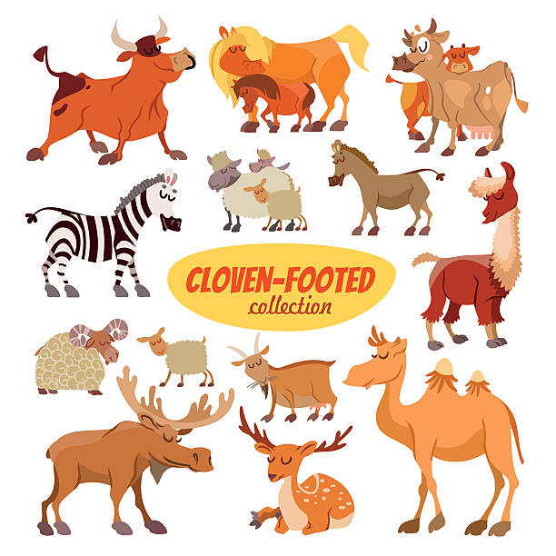 istock Set of cartoon clowen-footed animals 494700202