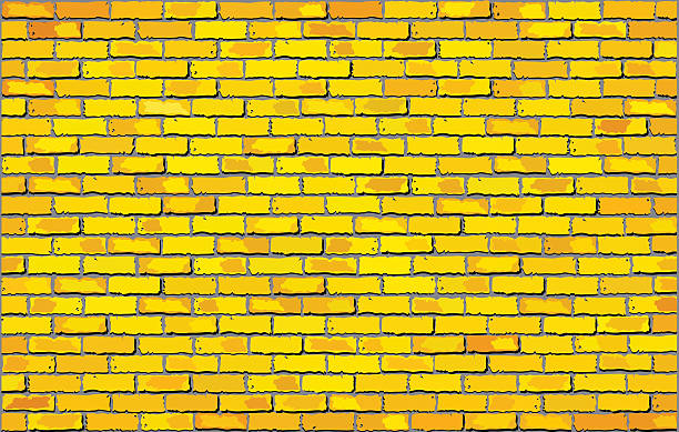 ilustraciones, imágenes clip art, dibujos animados e iconos de stock de amarillo pared de ladrillos - retaining wall fortified wall surrounding wall stone wall