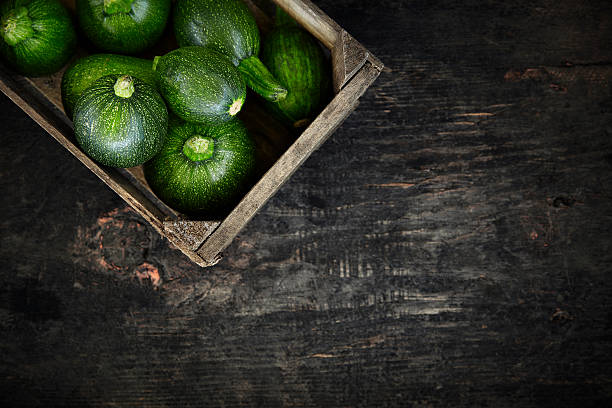 istock Zucchinis in wooden box 494702768