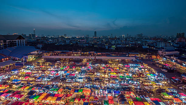 istock Train night market in Bangkok 494703262