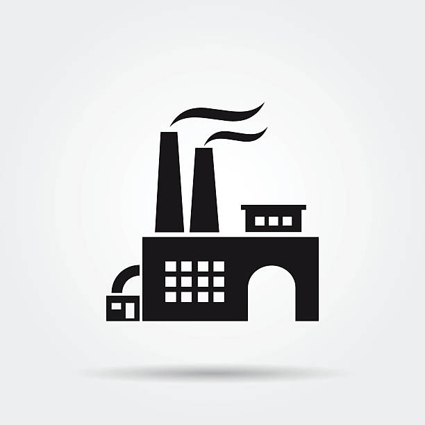 Factory black icon Factory black icon. Vector illustration. natural gas pipeline clip art stock illustrations