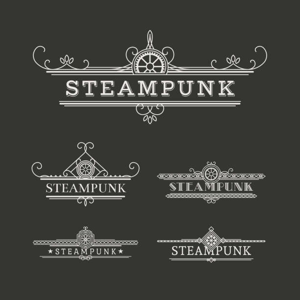 stockillustraties, clipart, cartoons en iconen met vector steampunk labels set - steampunk