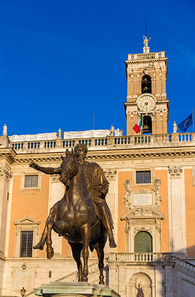 istock Equestrian Statue of Marcus Aurelius and Palazzo Senatorio in Ro 494708621