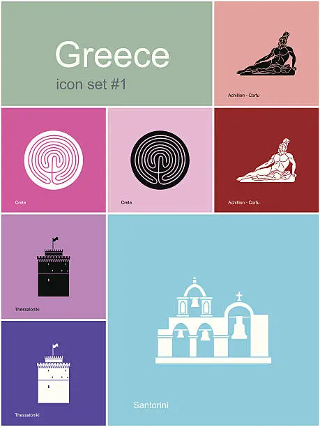 Vector illustration of Icons of Greece