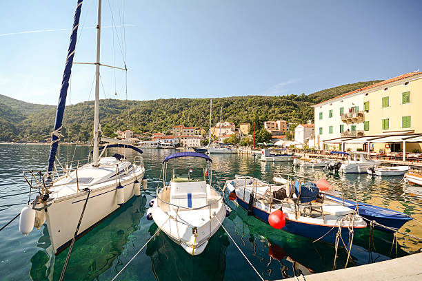 Cres Island, Croatia: View to the village Valun with jetty