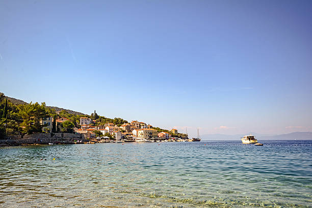 Cres Island, Croatia: View to the village Valun with jetty