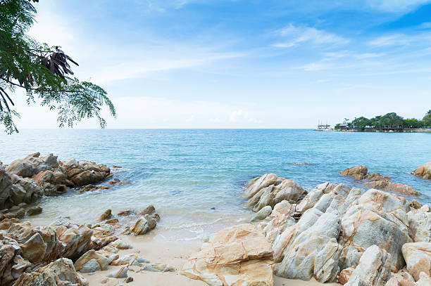 istock crystal blue clear water and rocks, Secret beach, Koh Phagnan 494712245