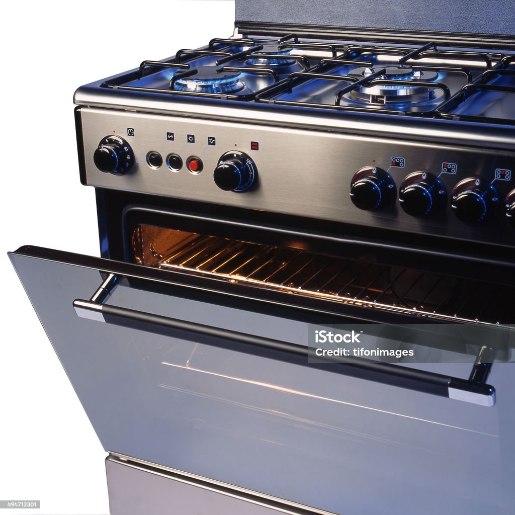 kitchen stove Detail of a kitchen stove isolated on white Gas Stove Burner Stock Photo