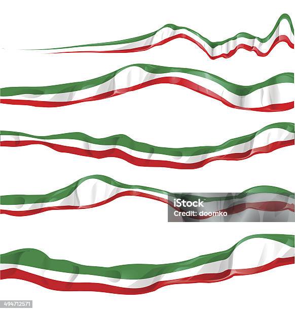 Итальянский И Мексиканский Флаг Набор — стоковая векторная графика и другие изображения на тему Абстрактный - Абстрактный, Белый фон, Бумага
