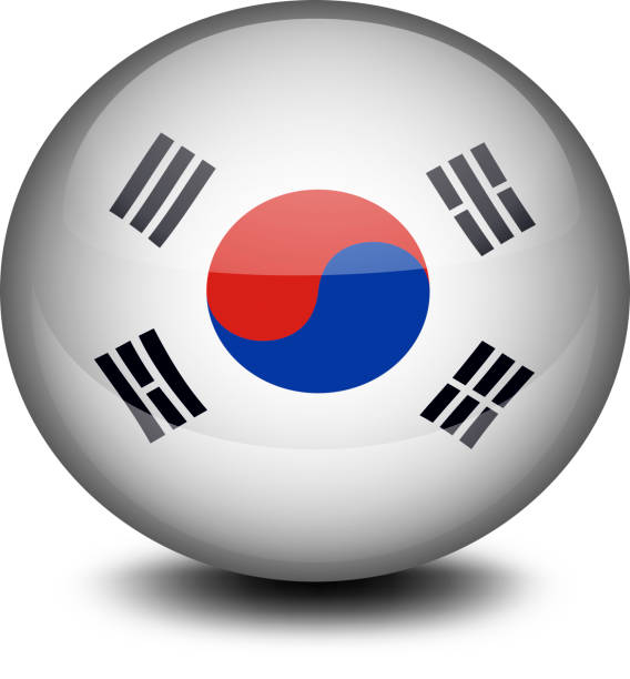 ilustraciones, imágenes clip art, dibujos animados e iconos de stock de bola con la bandera de corea del sur - crear escudos de futbol