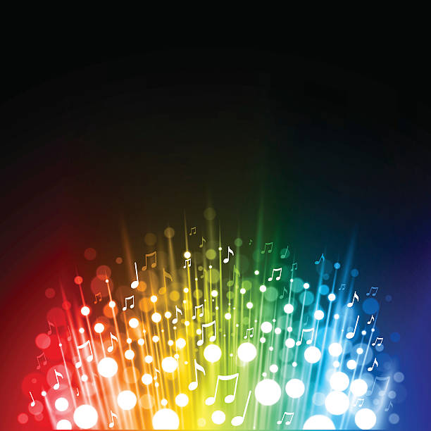 Rainbow music background Brightly colored rainbow music background. EPS 10 using transparencies. Global colors social awareness symbol audio stock illustrations