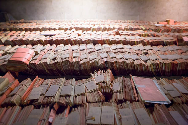 Old files at the court in Brussels stock photo