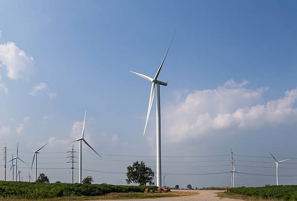 istock wind turbines generating electricity energy from natural 494727280
