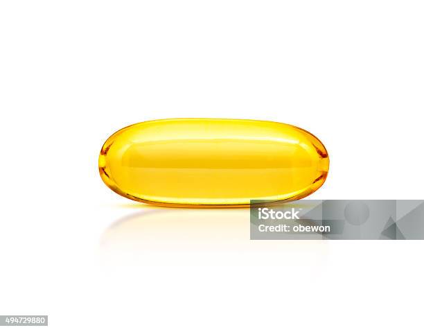 Fish Oil Supplement Capsule Isolated On White Background Stock Photo - Download Image Now