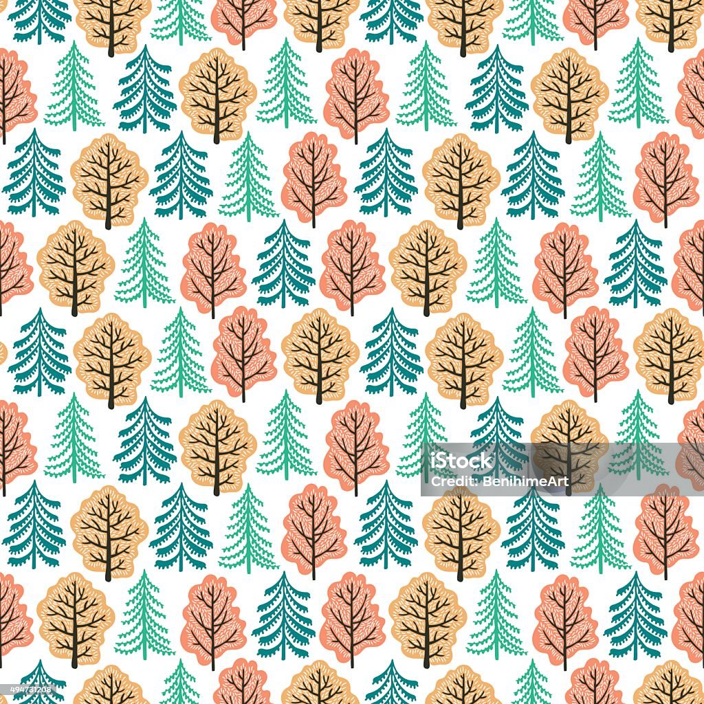 Sabae Tree Pattern Trees Seamless Pattern Stock Illustration - Download Image Now - 2015 ...