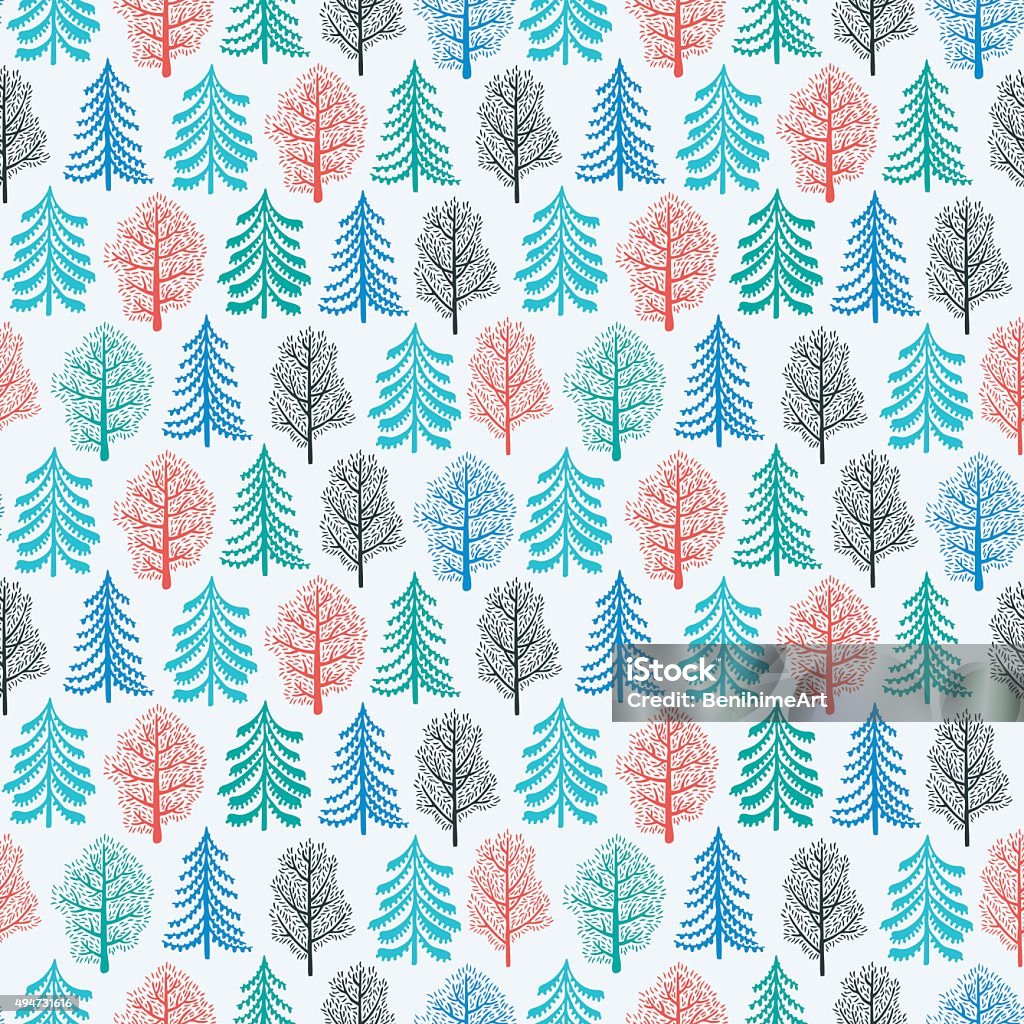 Trees Seamless Pattern Stock Illustration - Download Image Now - 2015 ...