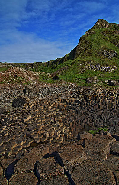 caminho dos gigantes num dia soalheiro irlanda - national trust northern ireland uk rock imagens e fotografias de stock