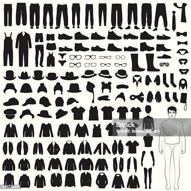 Isolated Clothing Silhouette Stock Illustration - Download Image Now - In Silhouette, Men, Shorts