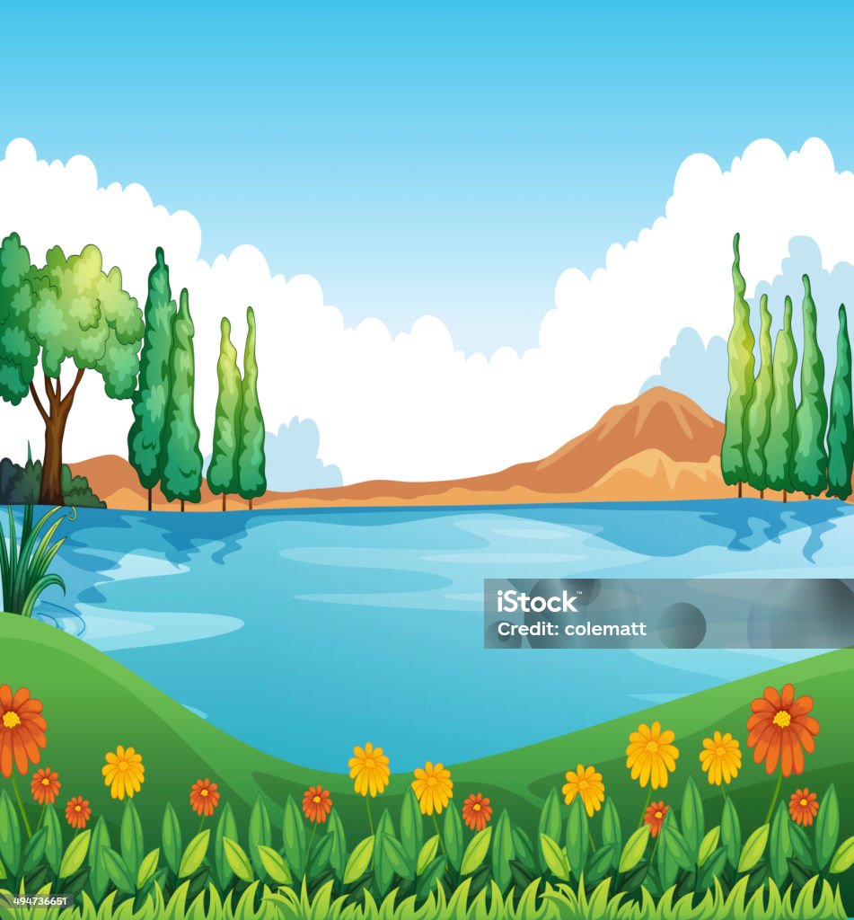 Beautiful pic of nature Illustration of a beautiful pic of nature Blue stock vector