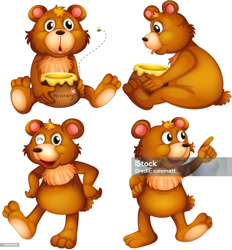 Four brown bears Illustration of the four brown bears on a white background Animal stock vector