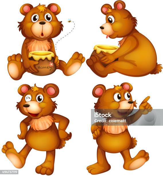 Four Brown Bears Stock Illustration - Download Image Now - Animal, Backgrounds, Bear