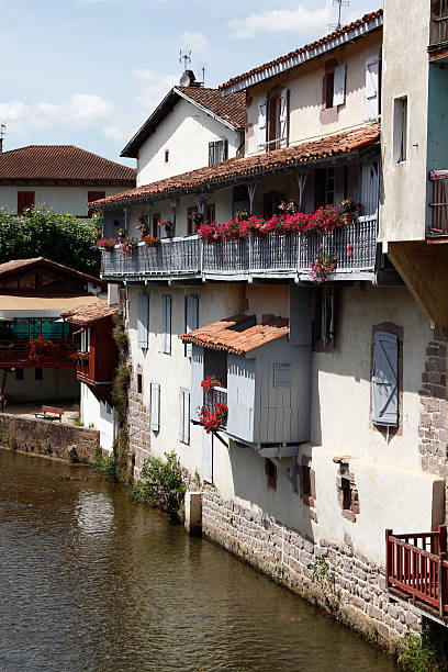 istock Pretty typical houses along the river saint pied de port 494737647